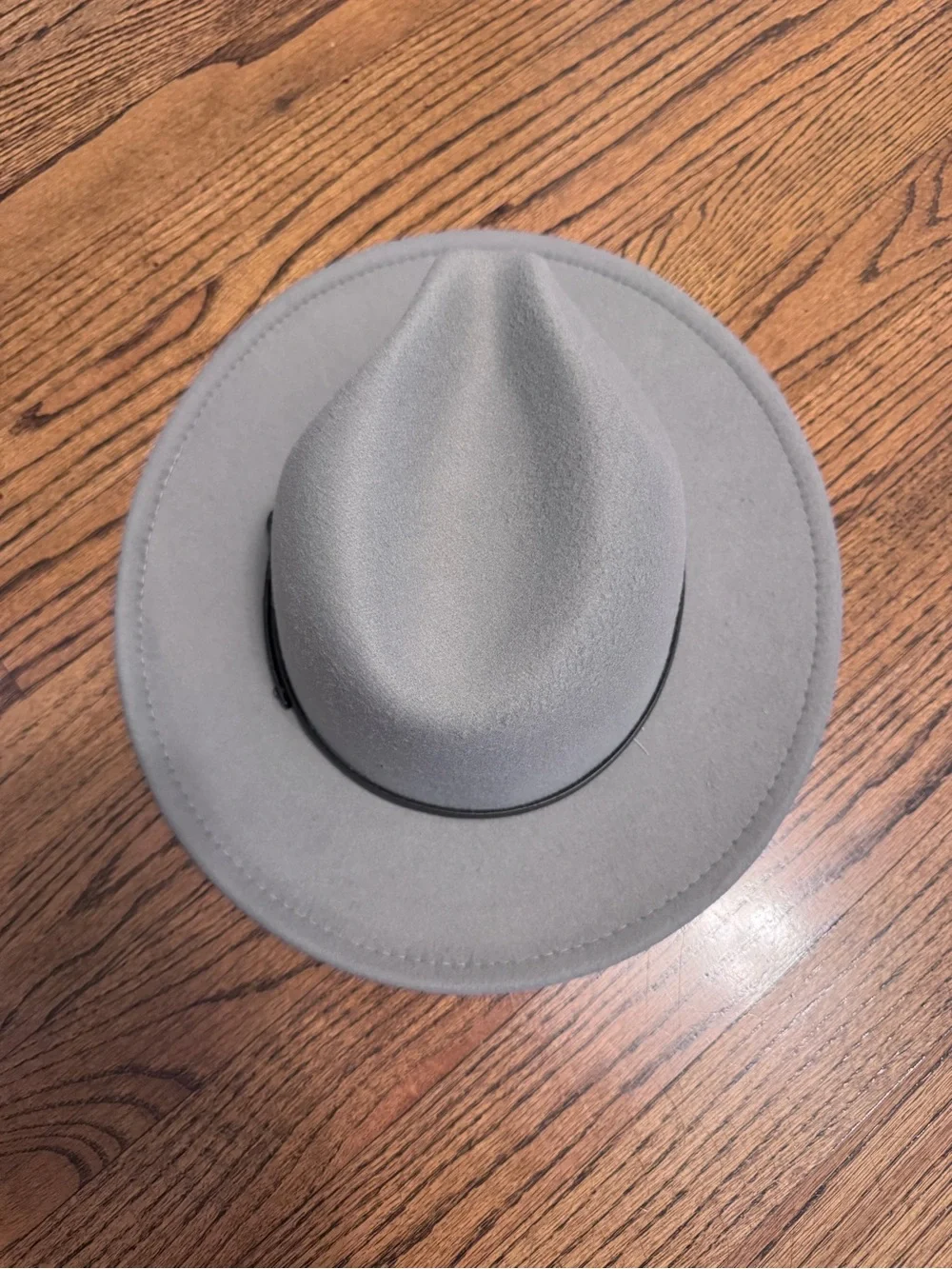 Gray Wide-Brim Felt Fedora with Slim Black Band